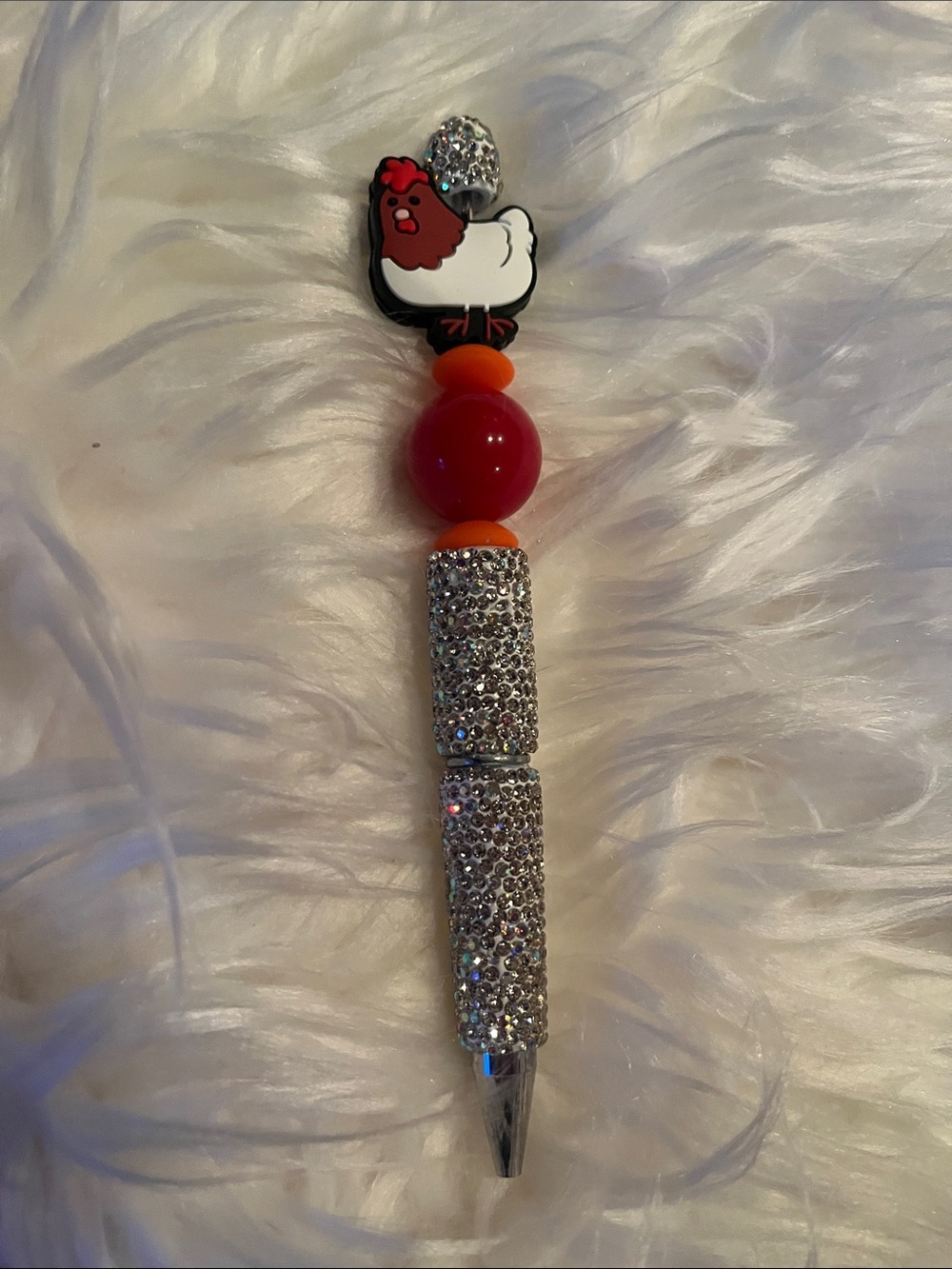 Chicken Charm Pet Bird Accessory - Red and Orange Accent ink pen